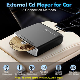Lehwey external CD Player with AUX FM adapter fits most stereos.
