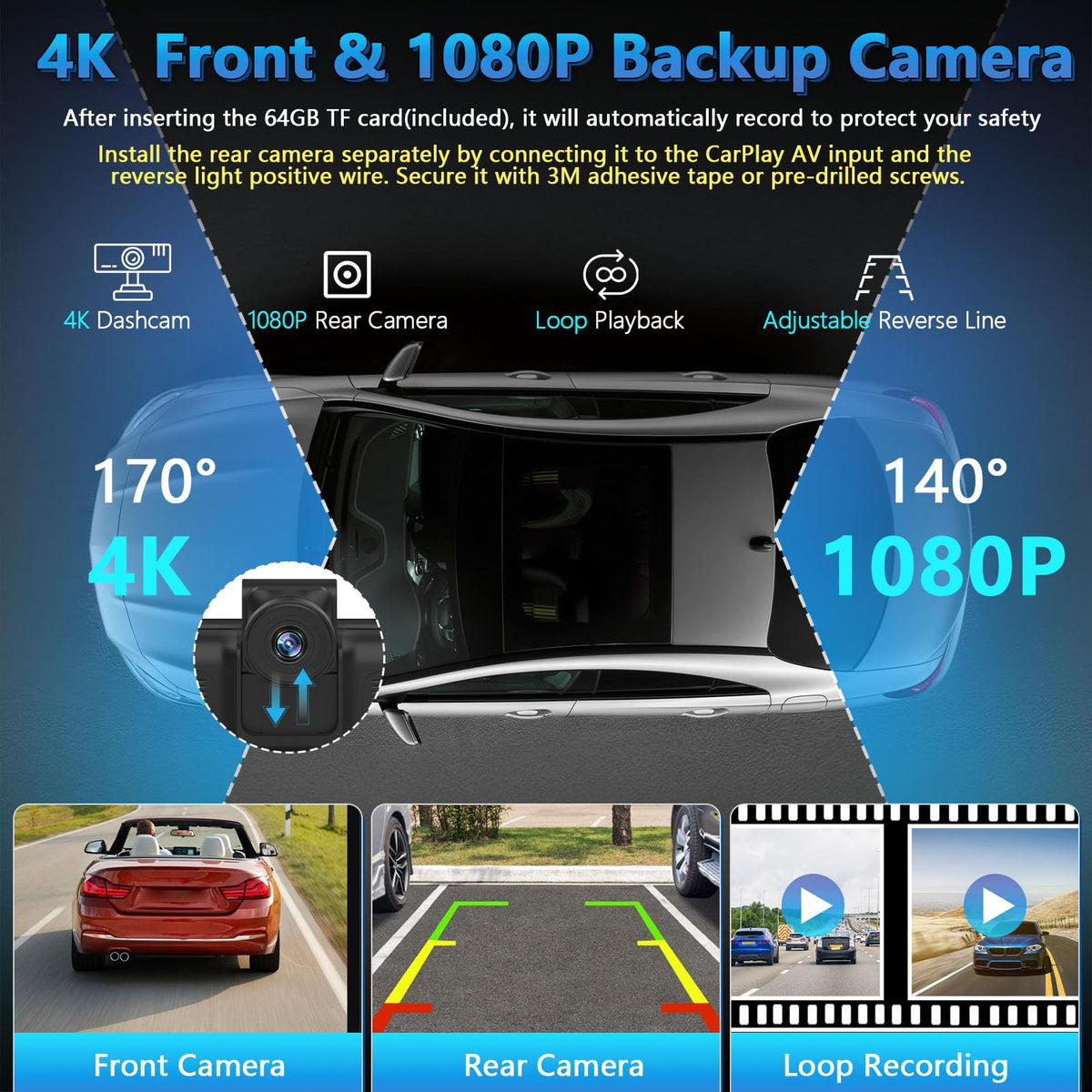 Lehwey 1080p rearview camera provides steady parking guidance