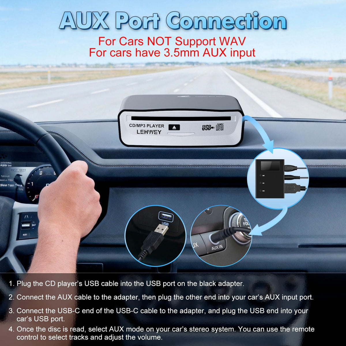 Lehwey remote control for car audio enables safer operation.
