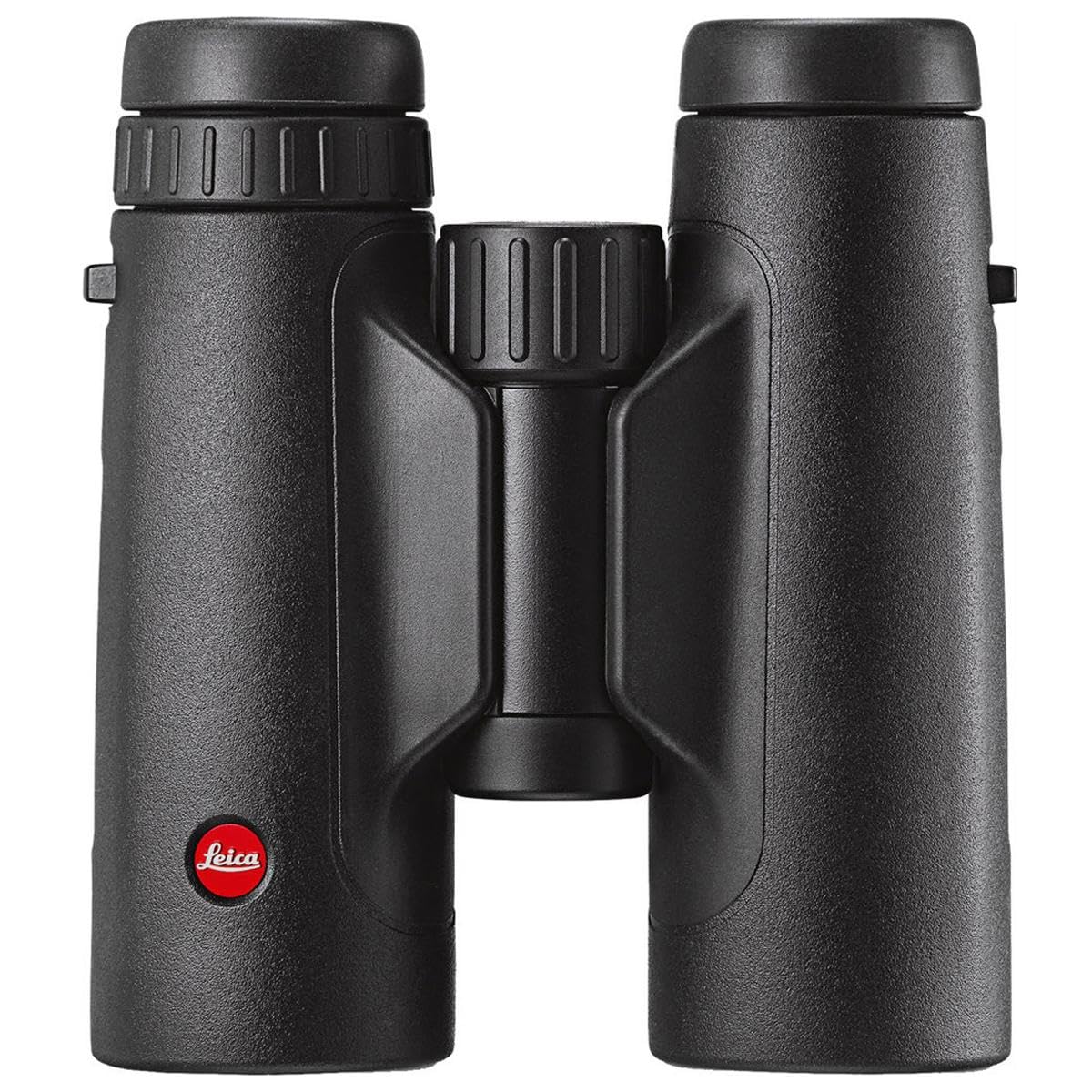 Leica Trinovid 10x42 HD binoculars side profile highlights ergonomic grip.