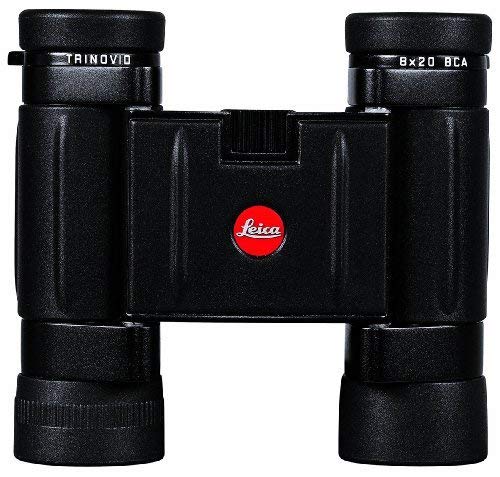 Close-up of Leica Trinovid 8x20 BCA lens showing high-contrast optics.