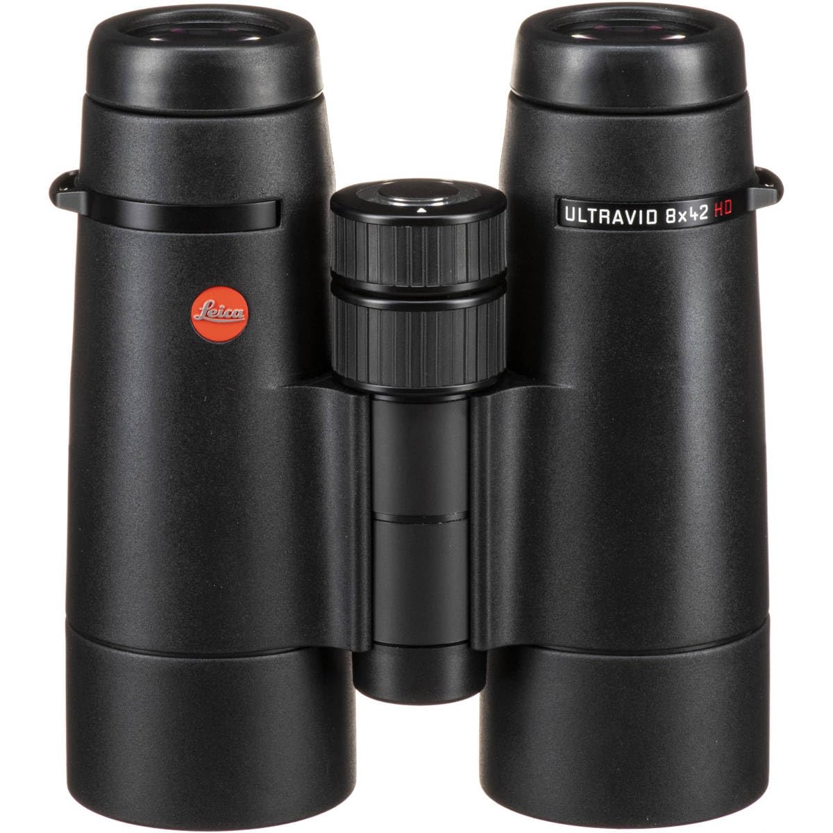 Leica Ultravid HD-Plus 8x42 front view highlights compact design and premium build.