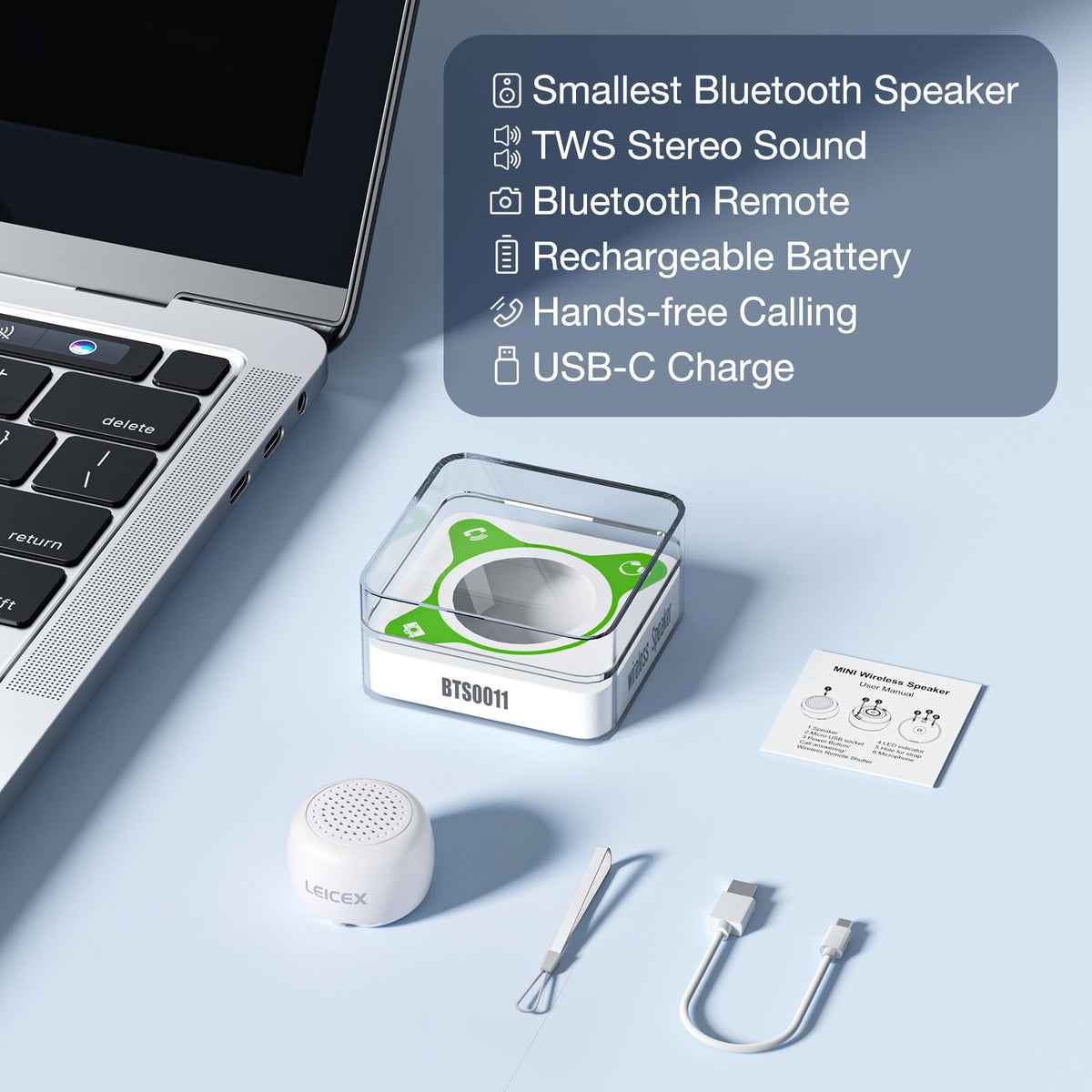Bluetooth 5.0 quick pairing with LEICEX for fast connection