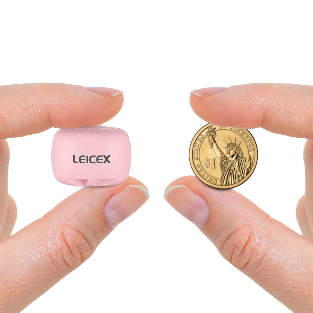 LEICEX pink mini Bluetooth speaker in travel-friendly design for on-the-go listening