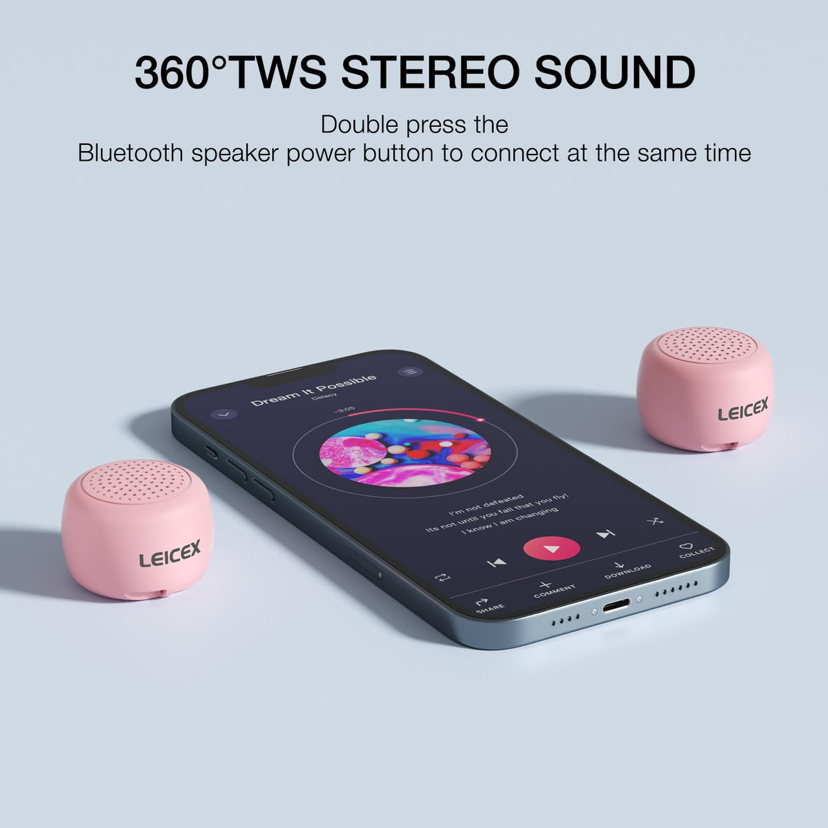 LEICEX pink mini speaker with coin-sized design for pocket carry