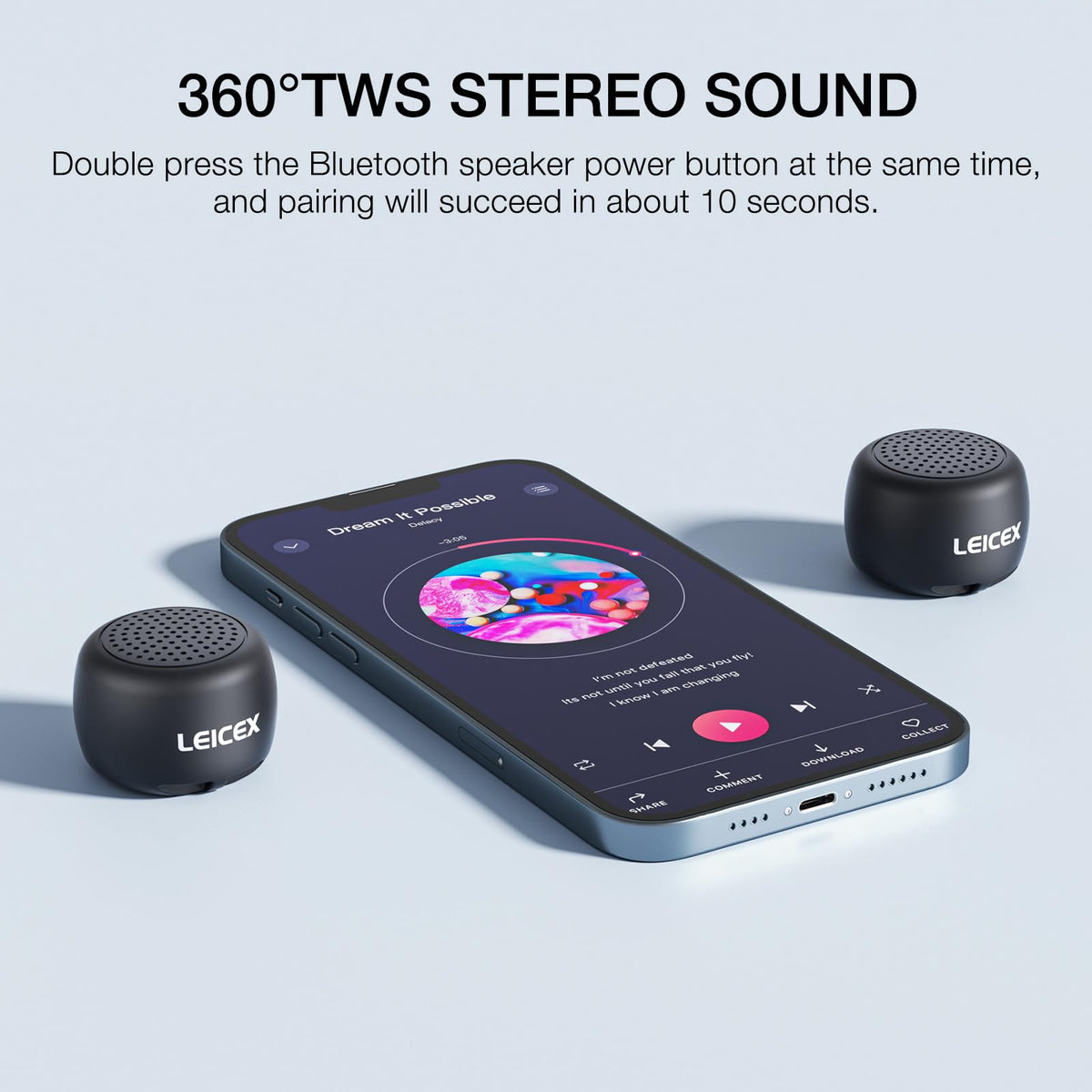 LEICEX mini speaker with Bluetooth 5.0 for stable wireless connection