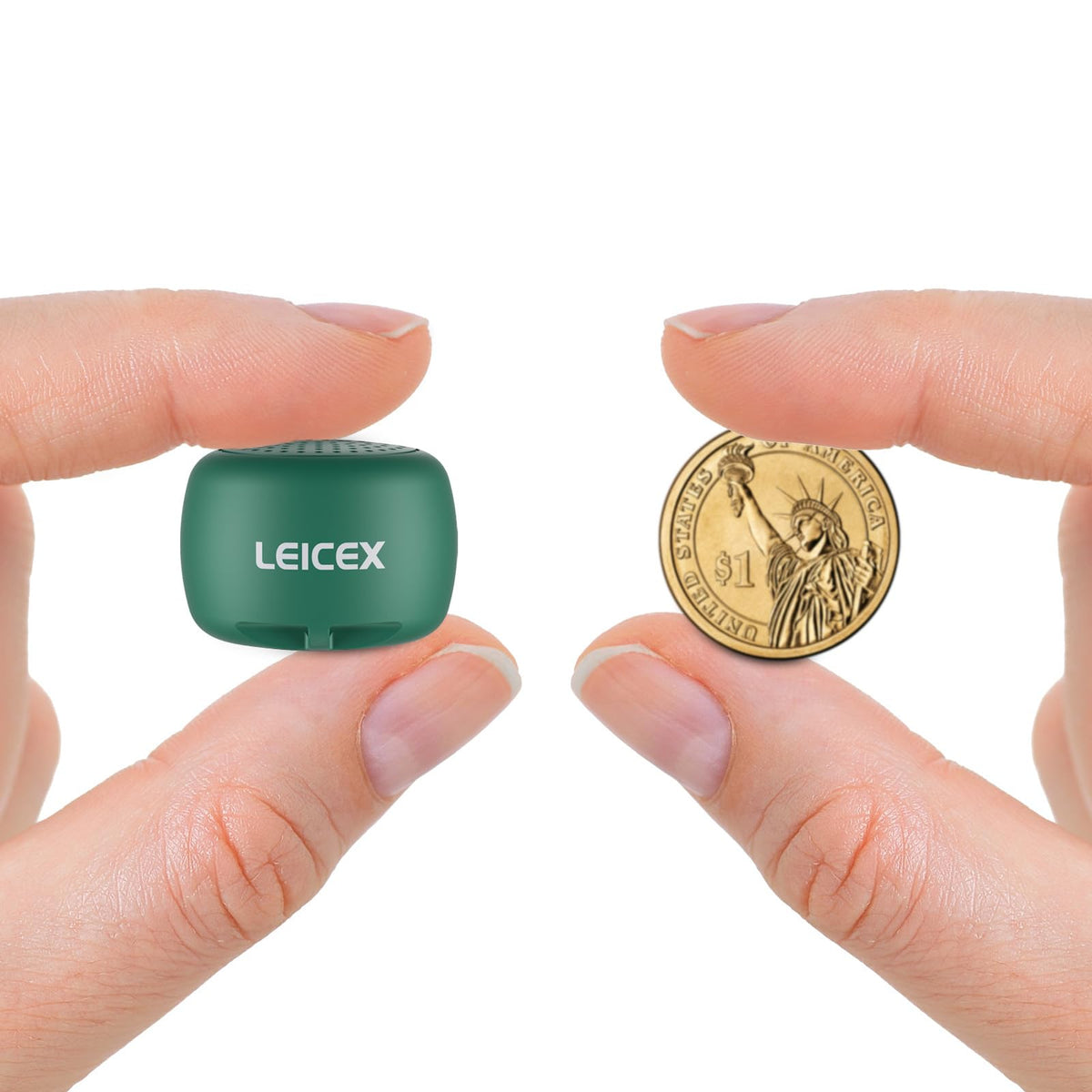 LEICEX portable speaker green front view pillow-style design for travel listening