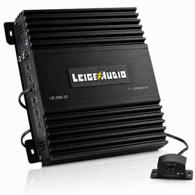 LEIGESAUDIO 500W MonoBlock amplifier front view for powerful car subwoofers.