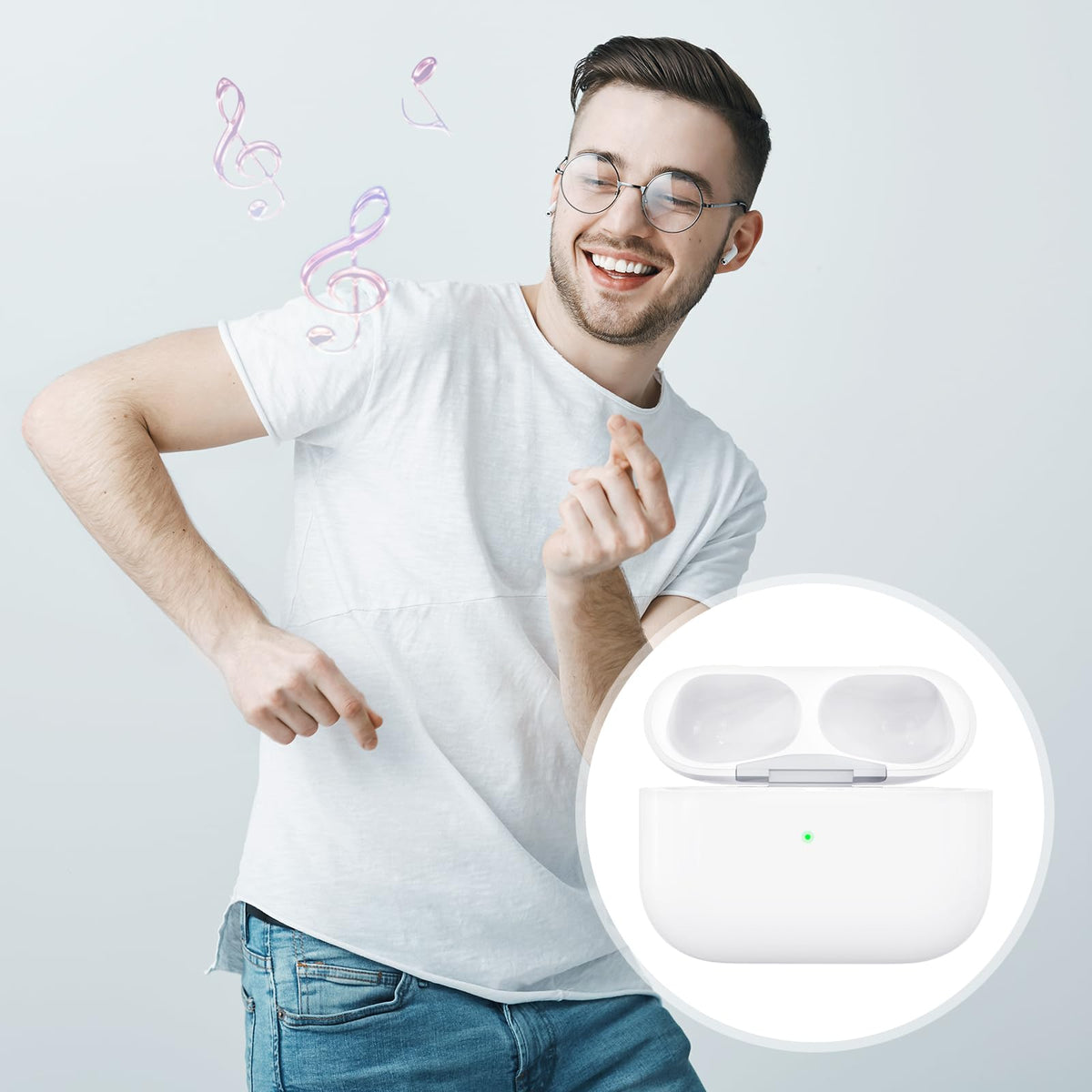 Leingee AirPods Pro charging case battery-powered case ready for multiple recharges.