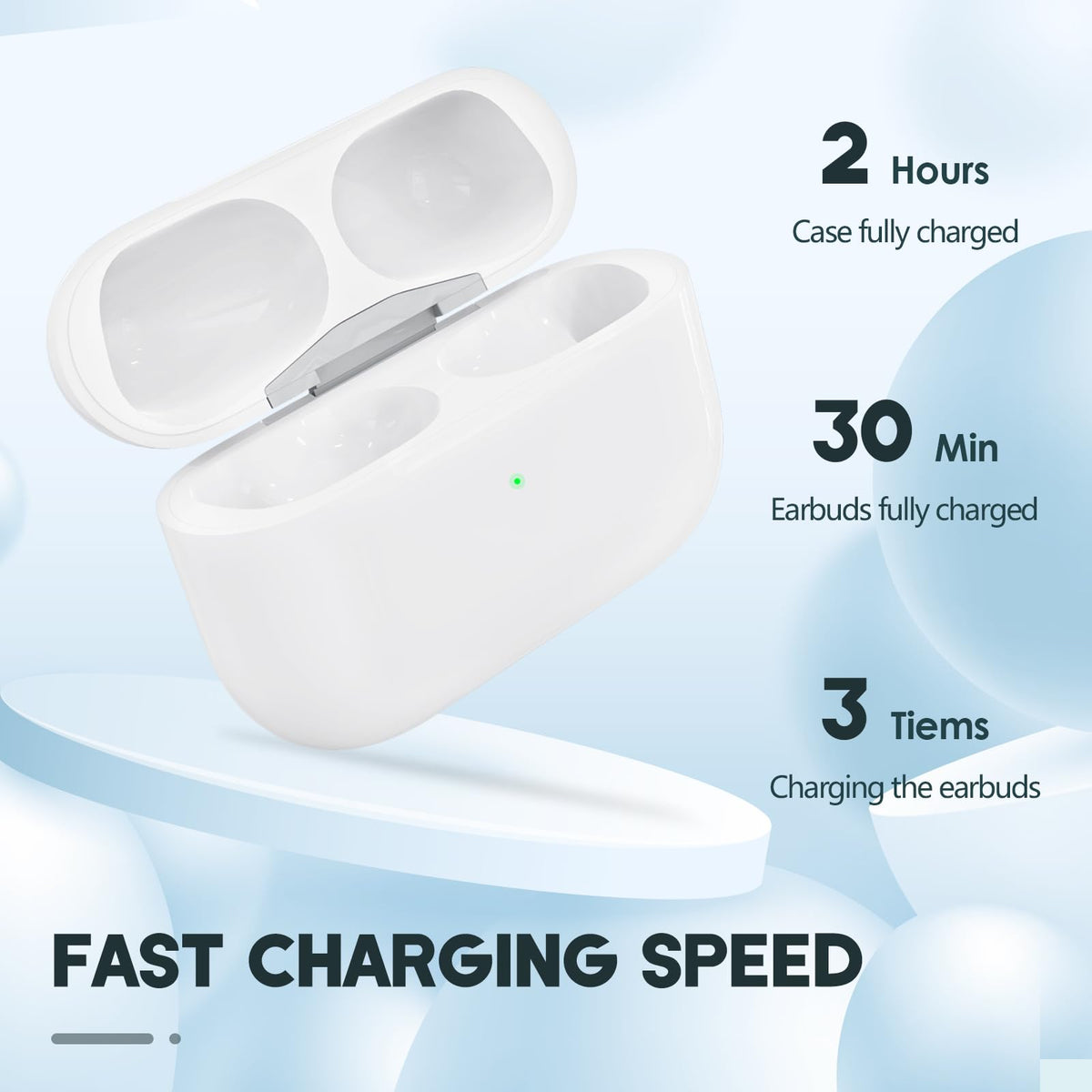 Leingee AirPods Pro charging case with indicator light indicating pairing readiness.