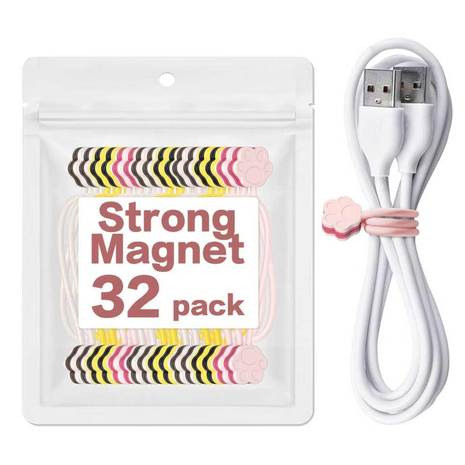 Leinsis dog paw magnetic cable ties set in a colorful bundle for organization