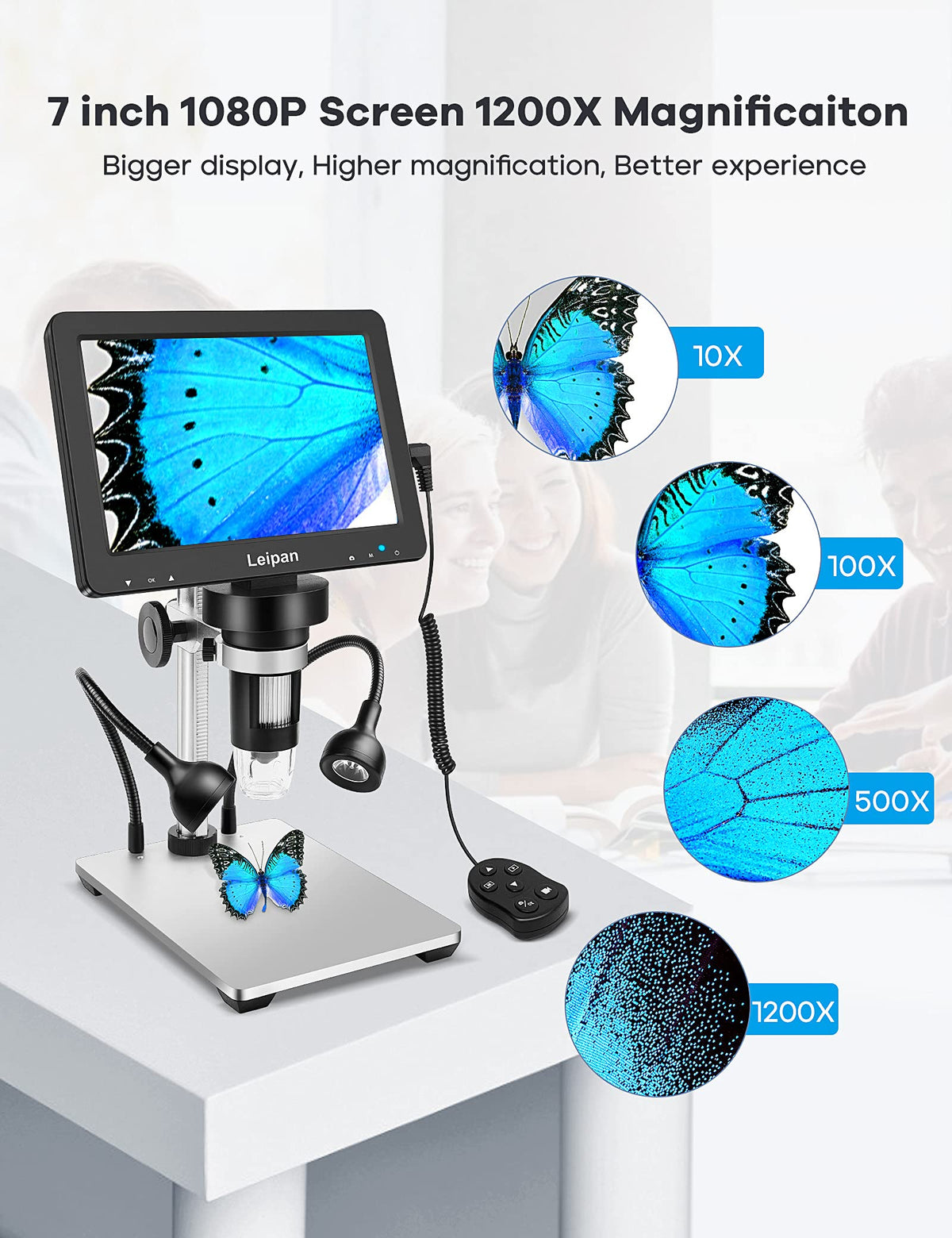 Leipan coin microscope 12MP photo capture for detailed coin inspection.
