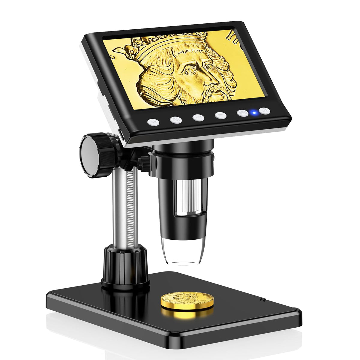 Leipan front view of digital microscope showing ergonomic body and screen for easy inspection