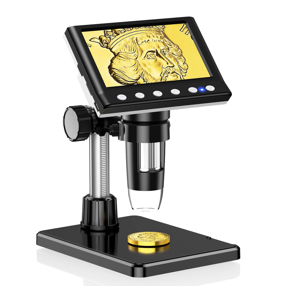 Leipan front view of digital microscope showing ergonomic body and screen for easy inspection