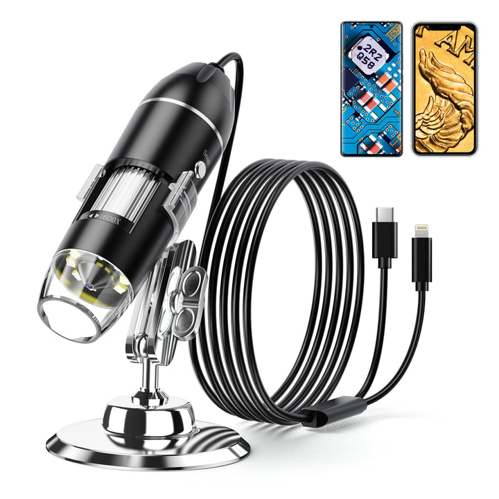 Leipan microscope front view showing compact portable design and rapid setup benefit