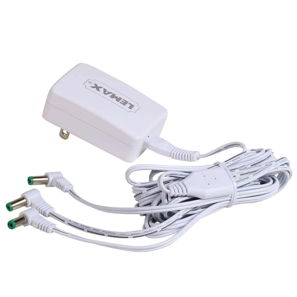 Lemax 94563 white three-outlet power adapter for versatile device charging.