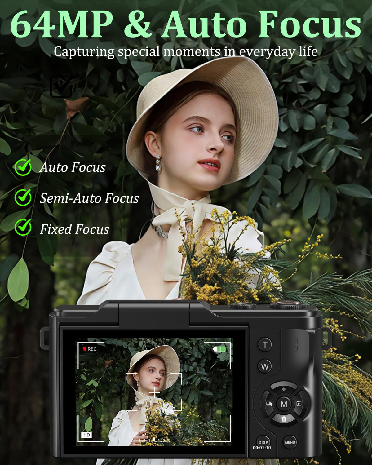lemecrazy 180-degree flip screen ideal for selfies and vlogs.