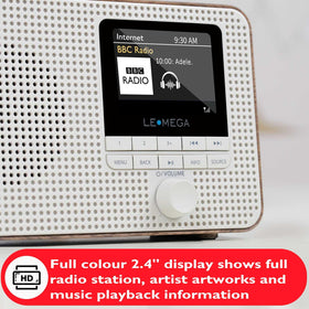 LEMEGA IR1 colour display showing station and artwork