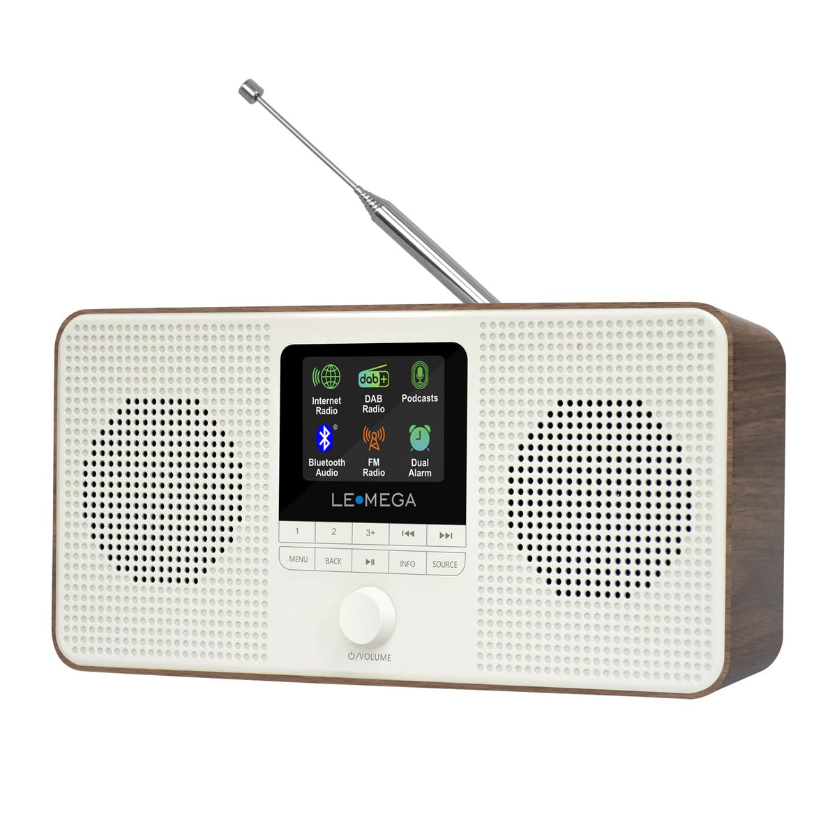 LEMEGA IR4S front view in dark walnut with wireless radio interface.