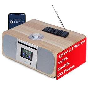 Lemega M5P front panel in white oak wood for premium home audio.