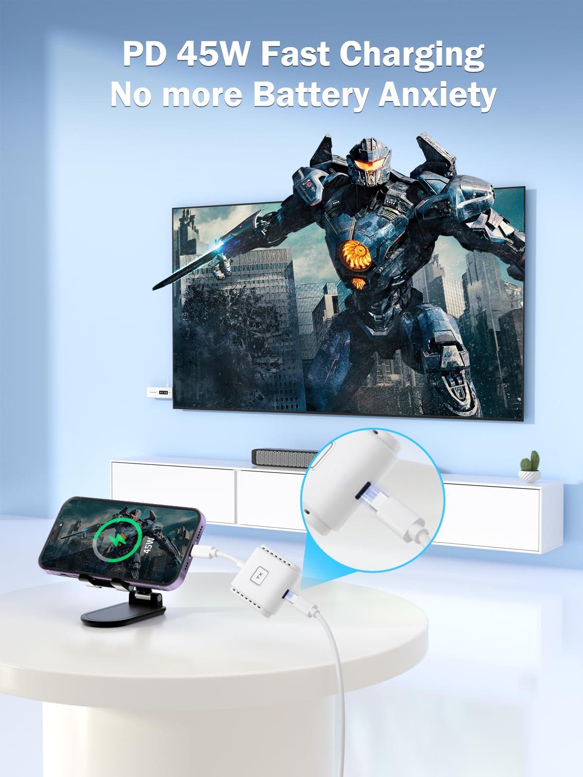 Lemorele 164ft range wireless setup shown in open space for uninterrupted streaming.