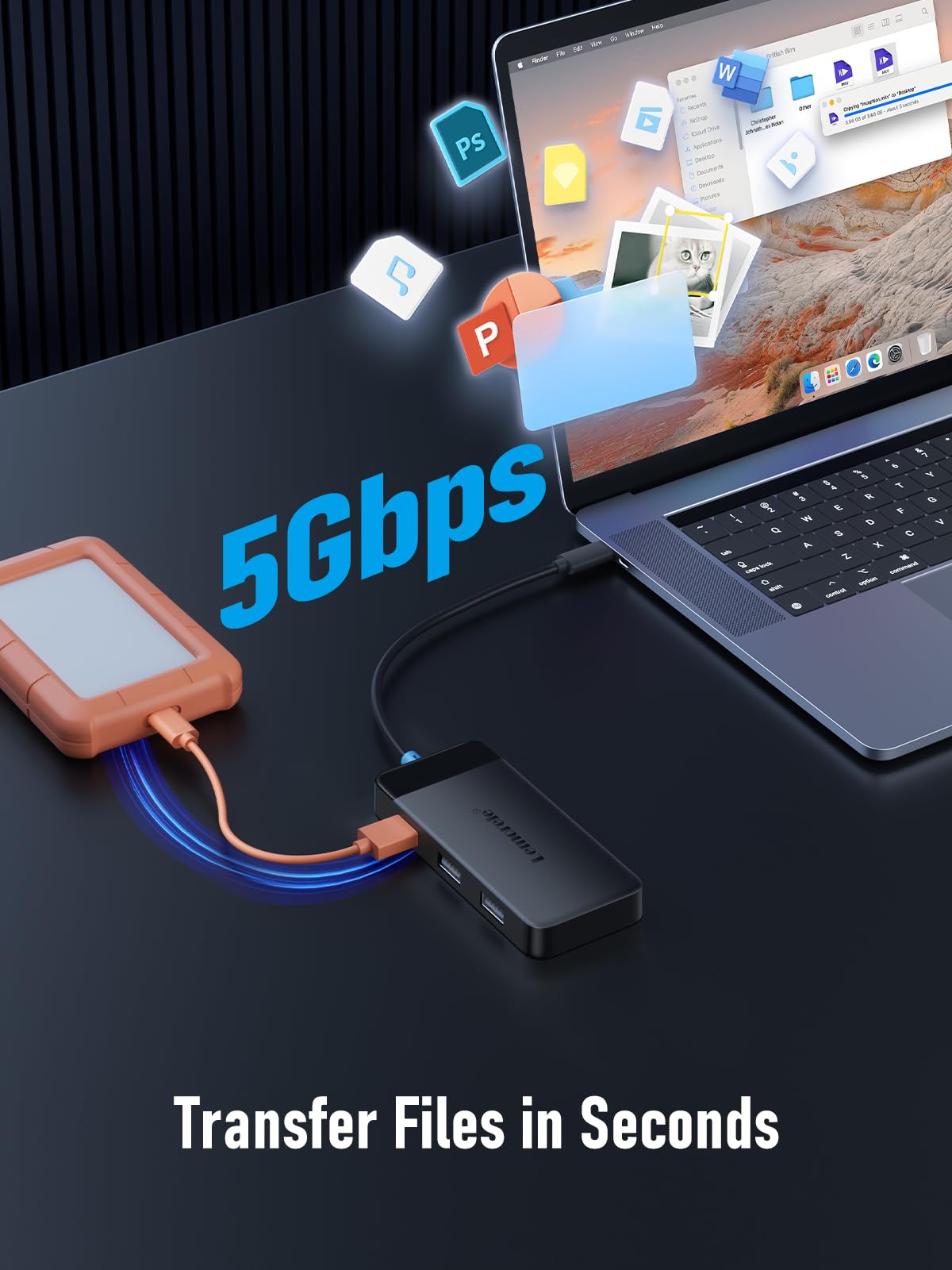 Lemorele docking station delivers 100W PD charging for quick power top-ups.