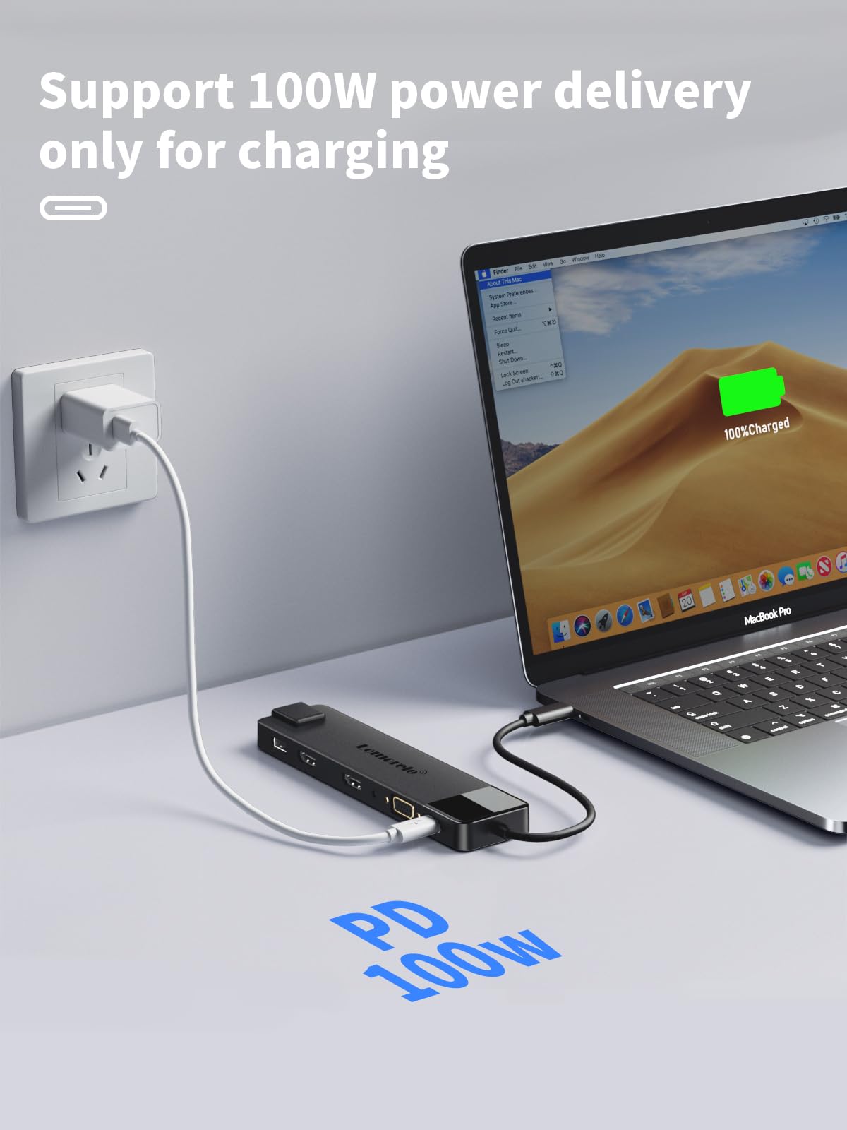 Lemorele with cable beside a laptop showing compact size and portability