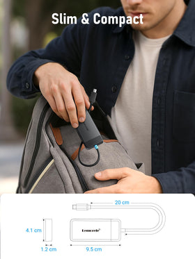 Lemorele docking station package notes power and HDMI cables not included.