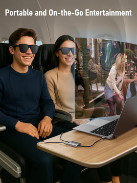 Lemorele connected to two 4K monitors demonstrating expanded desktop and clear visuals