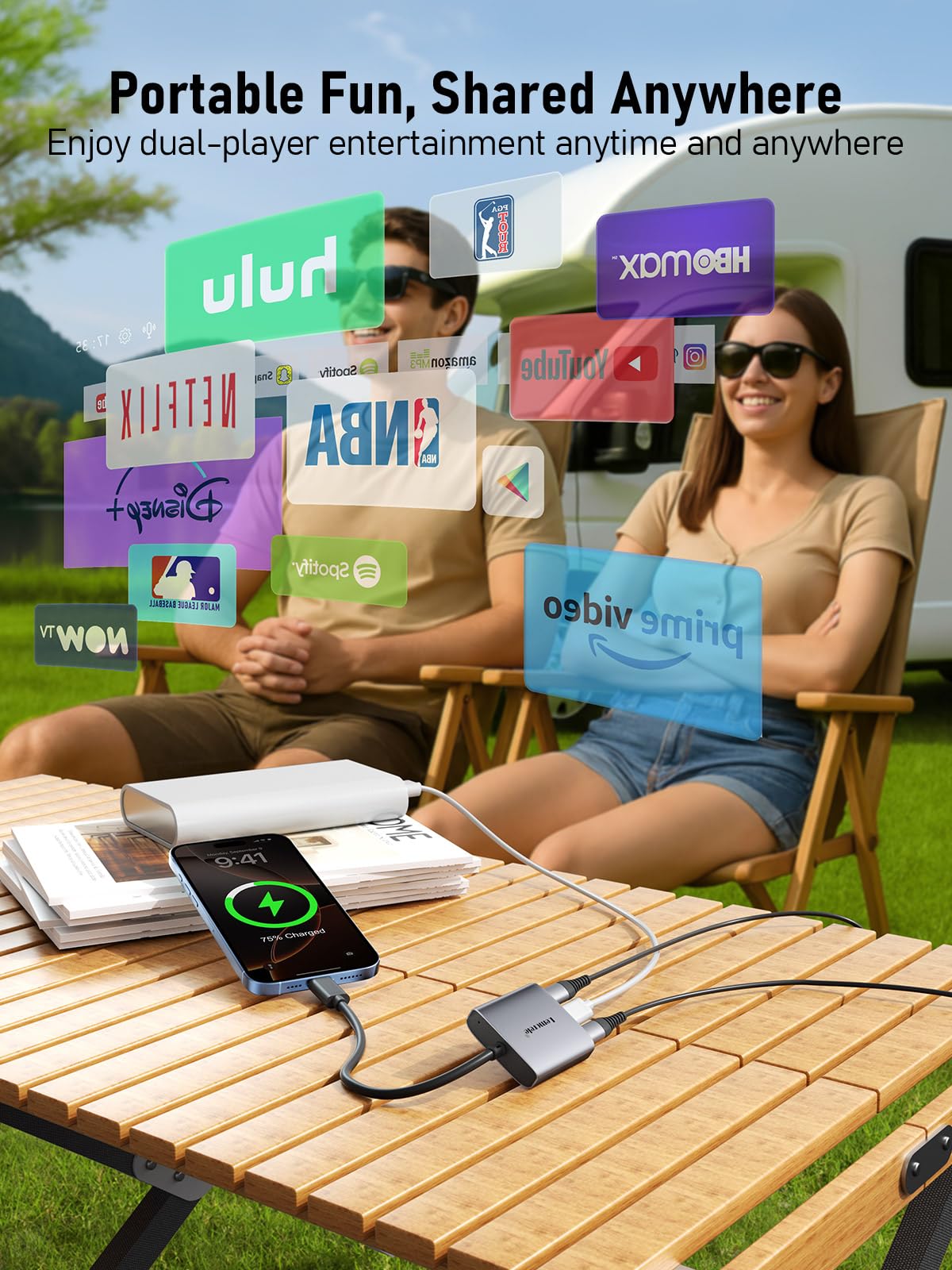 Lemorele beside laptop to show compact size and easy portability for mobile workstations