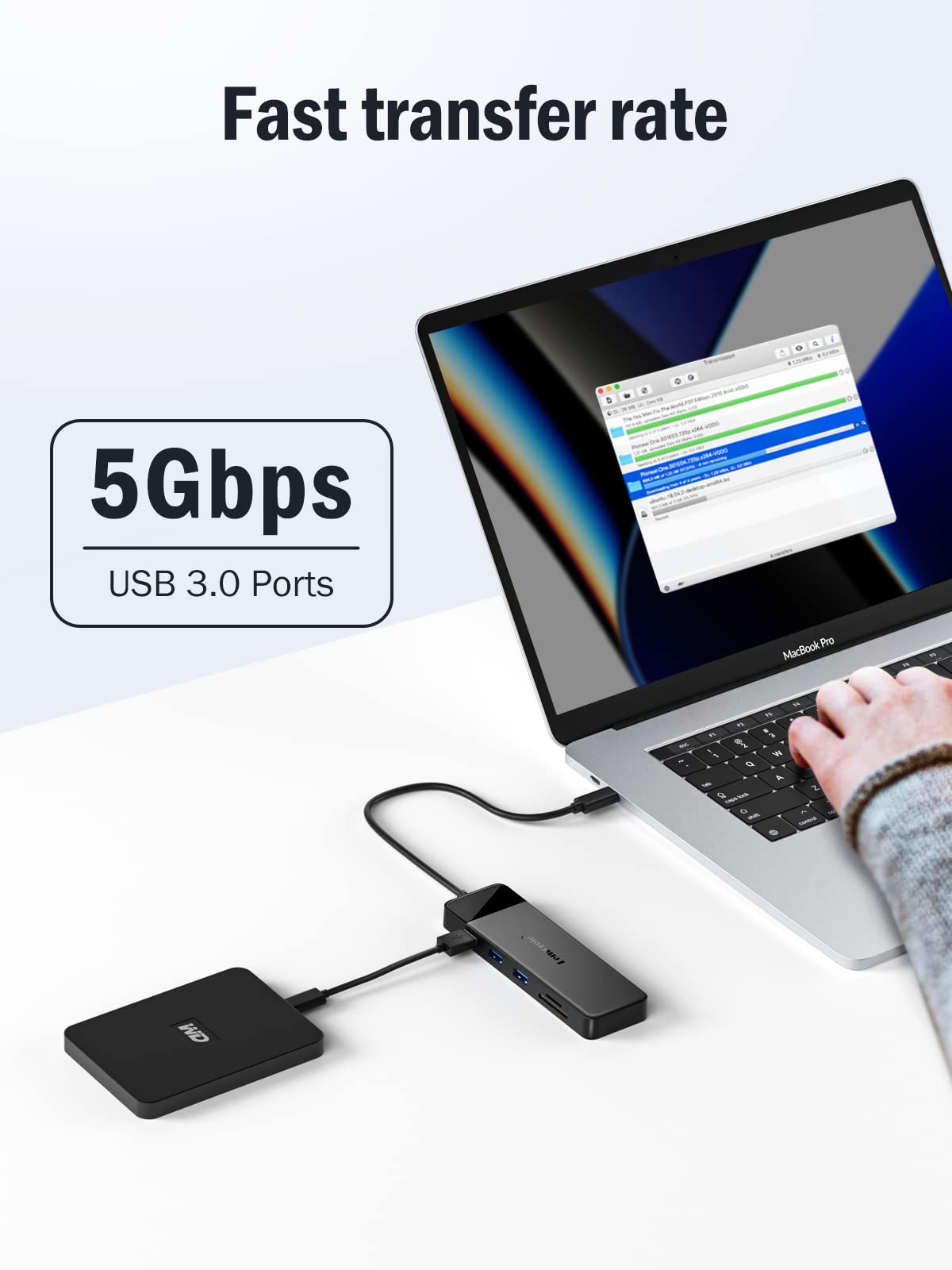 Lemorele USB-C Docking Station SD/TF card reader for quick media access