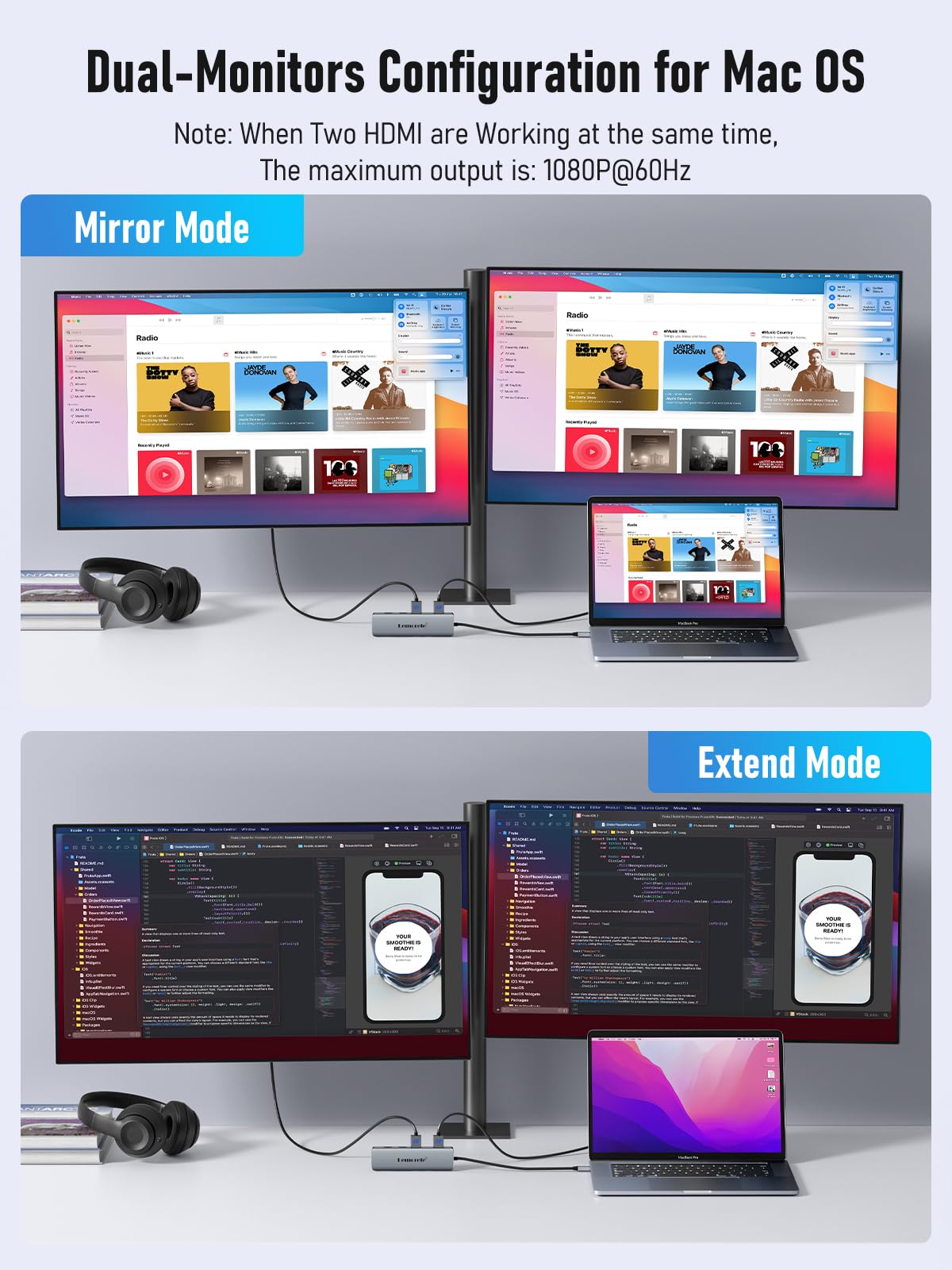 Lemorele USB ports with external drive and peripherals attached for high-speed data