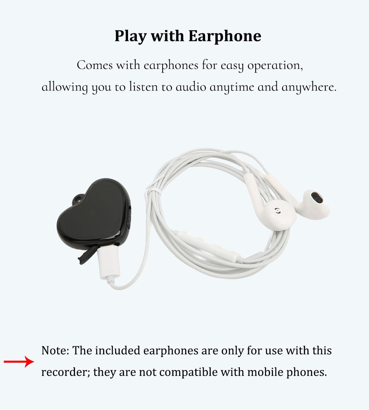 LemoVoz included earphone displayed for private playback benefit