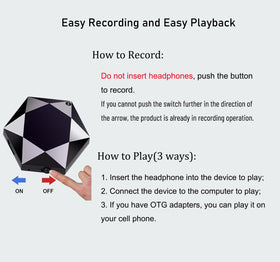 LemoVoz Pocket-size Recorder Front View — slips into a pocket for meetings