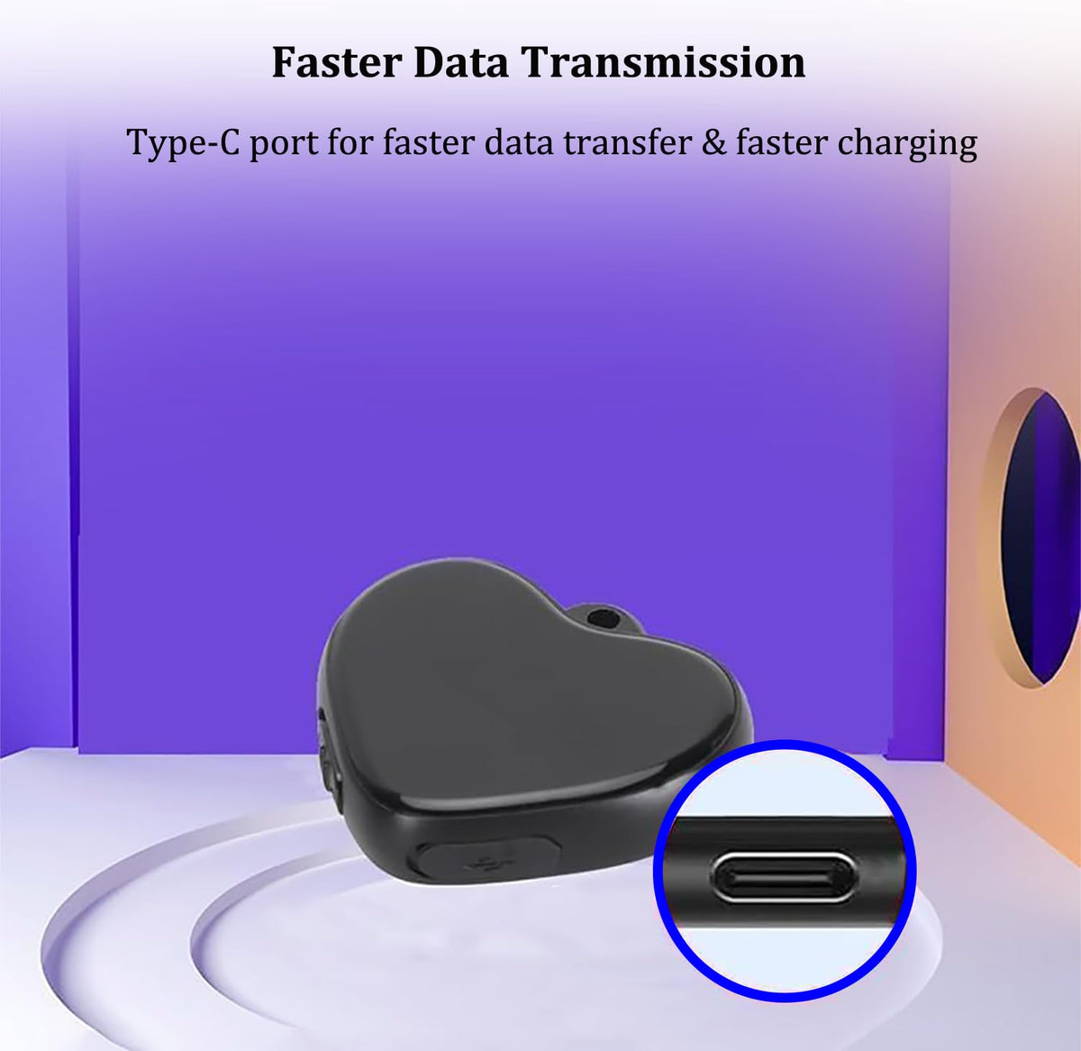 LemoVoz type-c port with cable showing fast transfer and charging benefit