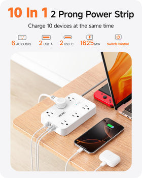 LENCENT detail of AC outlet spacing allowing bulky adapters without blocking others