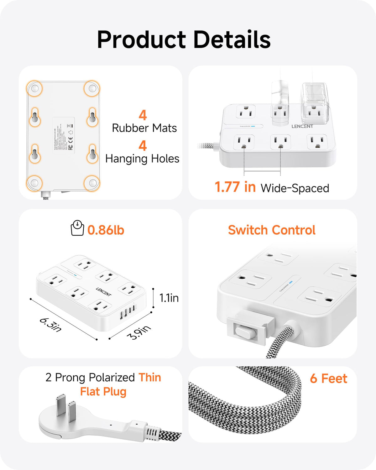 LENCENT switch and integrated breaker closeup for easy overload protection reset