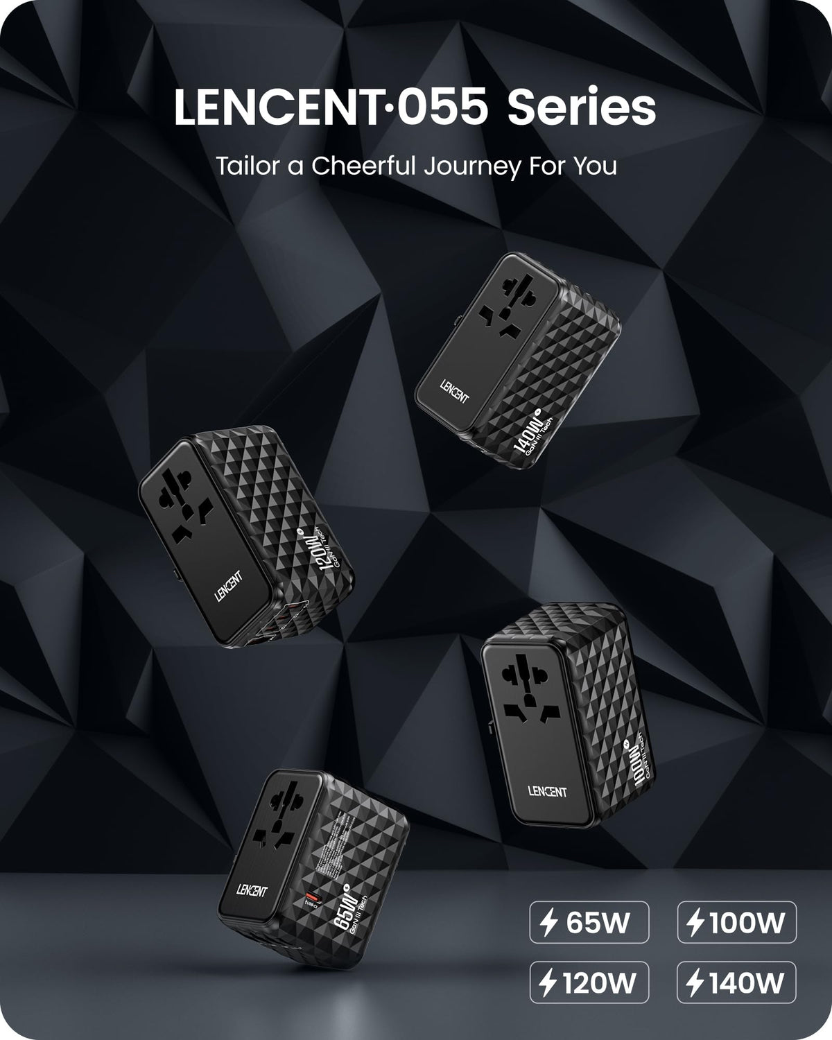 LENCENT compact design travel adapter fits in luggage.