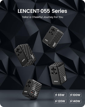 LENCENT compact design travel adapter fits in luggage.