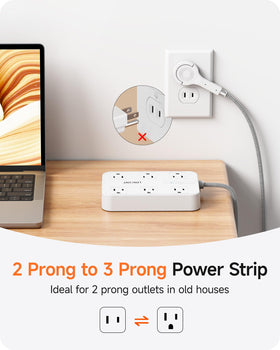 LENCENT closeup of ultra thin flat plug that hides behind furniture for space saving