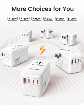 LENCENT travel adapter safety features include fuse, shutters, and overheating protection.