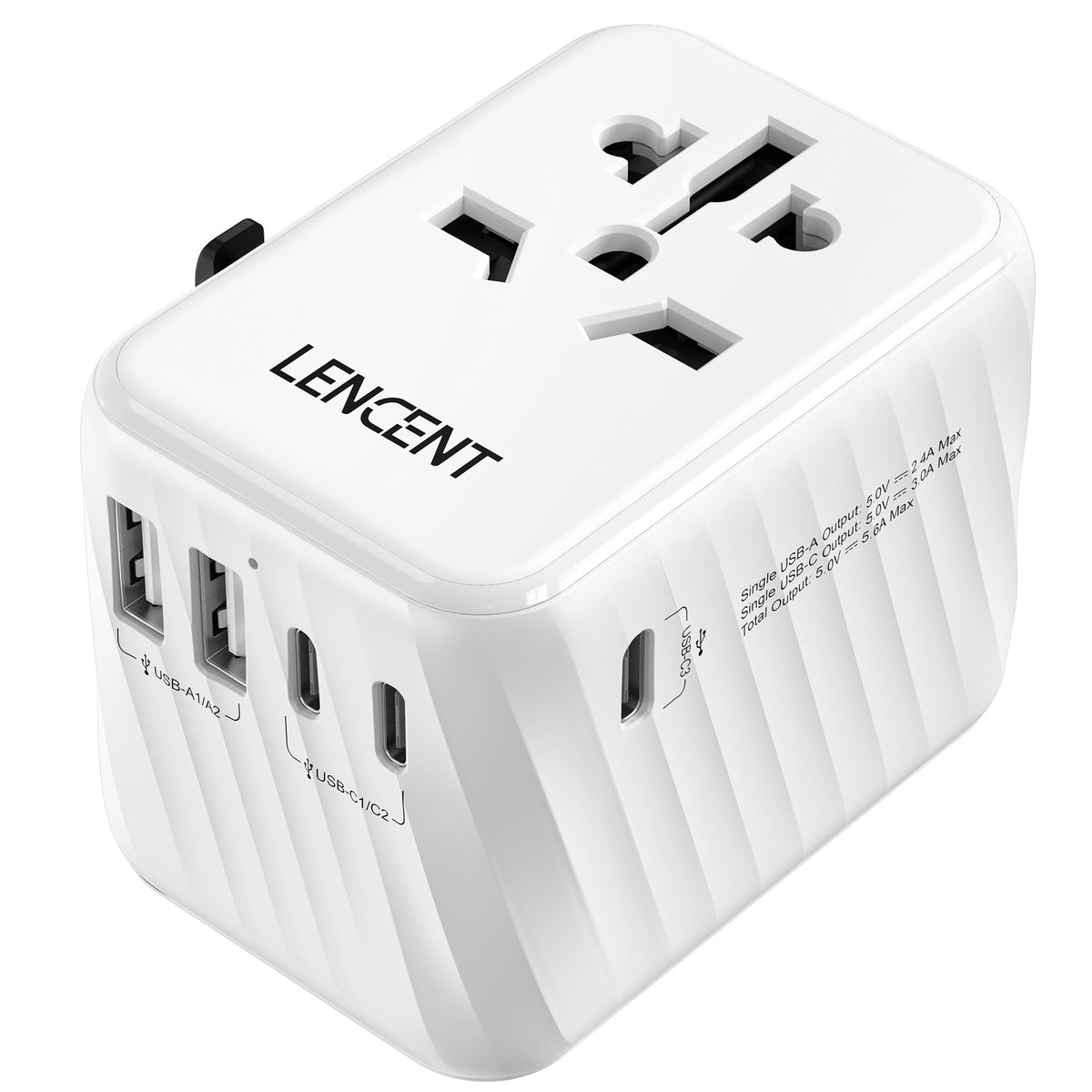 LENCENT universal travel adapter in compact design, easy to pack on trips.