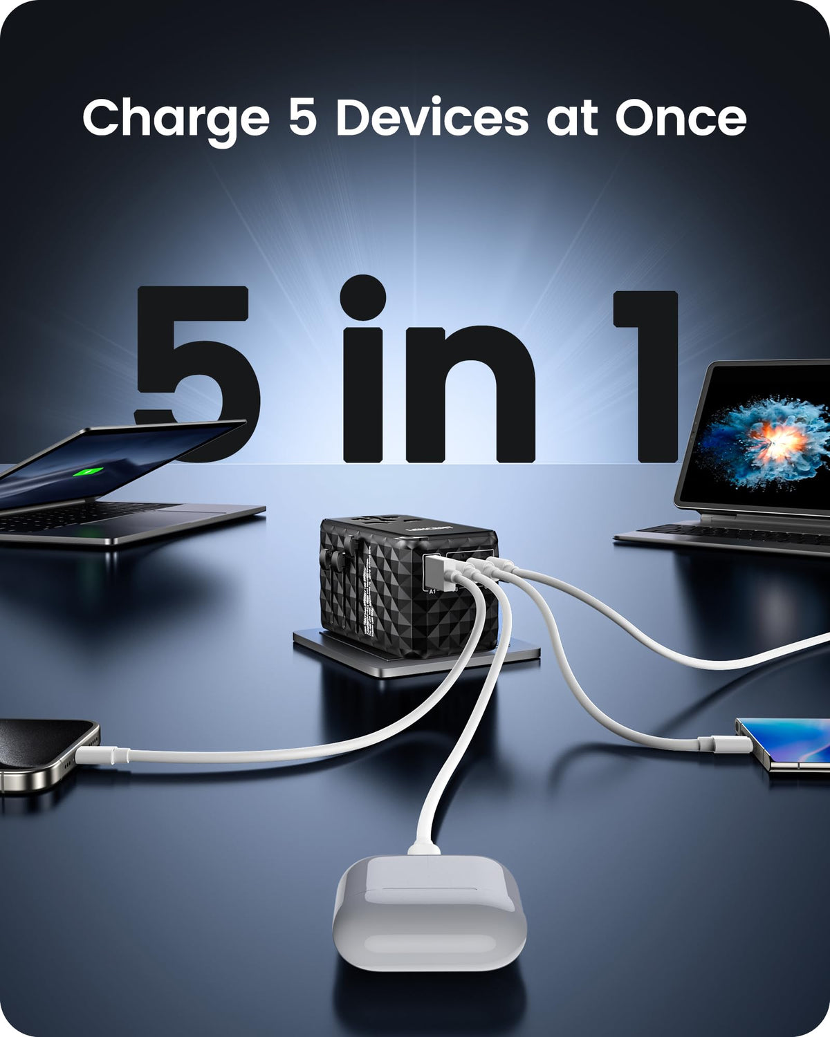 LENCENT USB-C and USB-A charging setup enables fast powering.