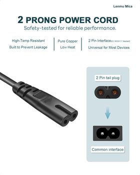 Lenmu Mica power cord compatible with ONN 100008736 for quick home replacement