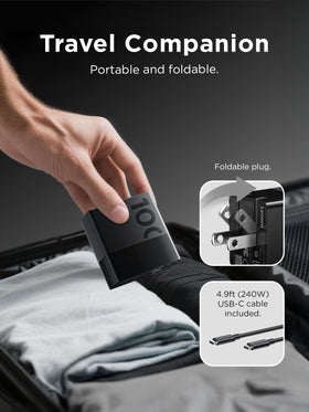 Lenovo 100W close-up of USB-C and USB-A ports for versatile multi-device charging