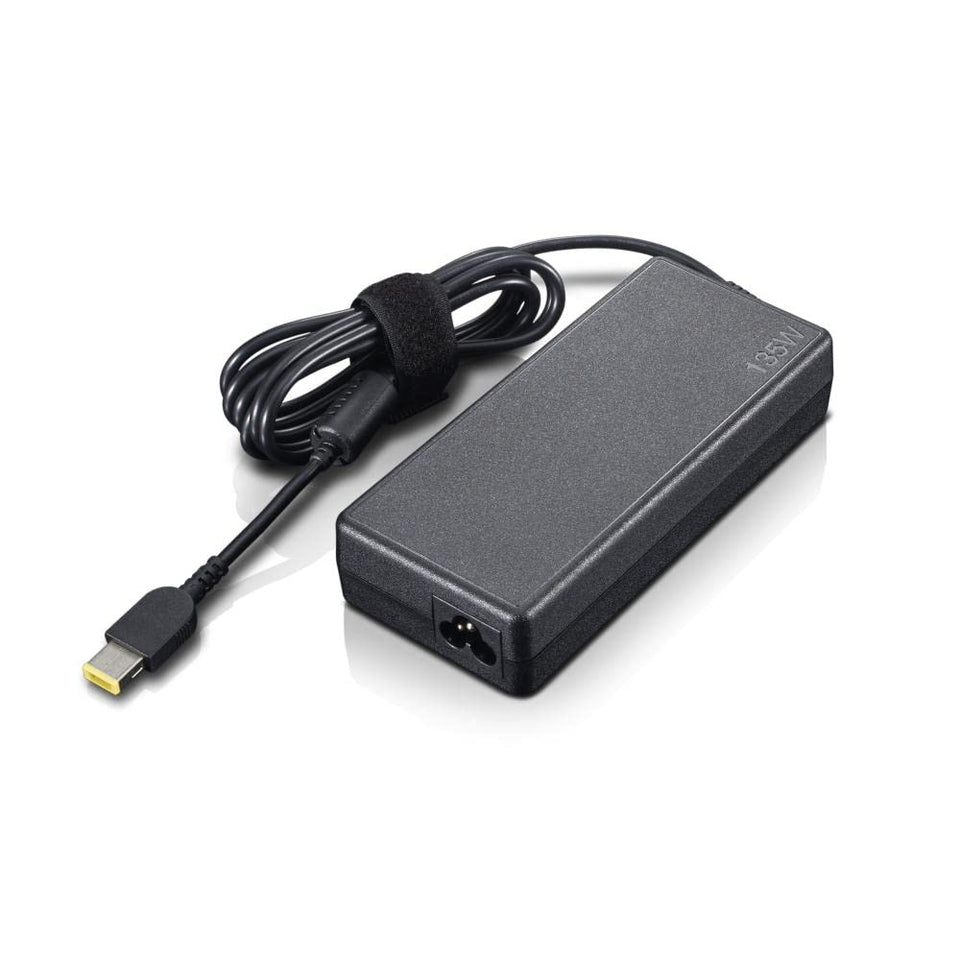 Lenovo 135W slim-tip AC adapter in black for portable charging