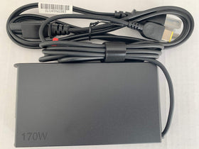 Side profile of Lenovo power brick — slim design for easy transport