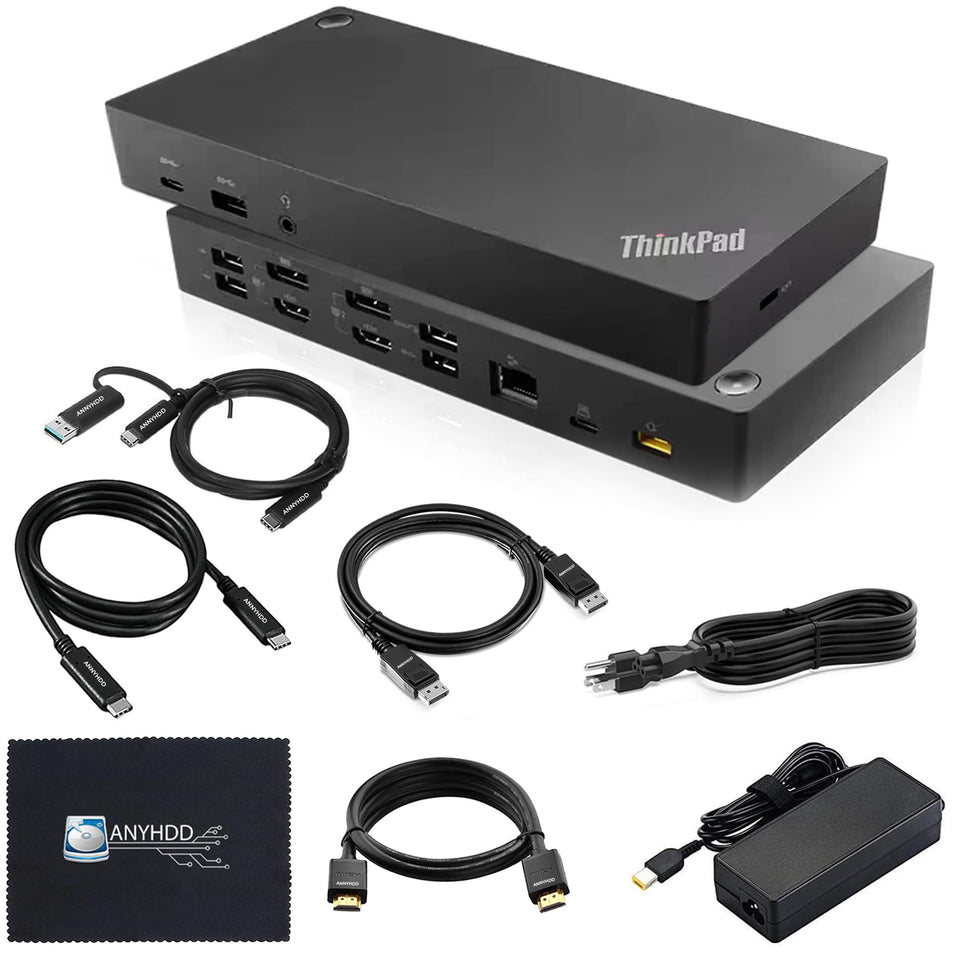 Lenovo 40AF0135US docking station front view for dual monitor setup.