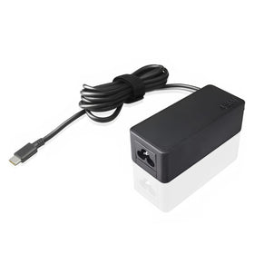 Lenovo 45W USB-C power adapter in compact design for portable charging.