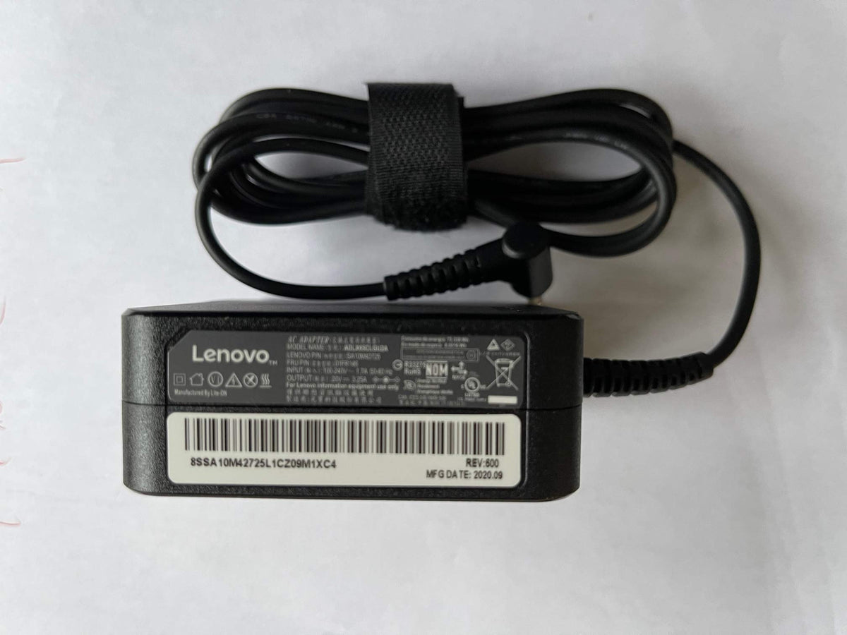 Lenovo 65W charger with sleek, space-saving design for desks
